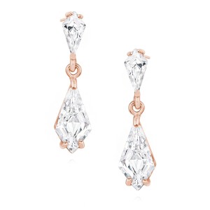 Cercei argint lungi 25mm placati cu aur roz si pietre DiAmanti Z1462E_RG-DIA (Argint 925‰ 2,7 g.)